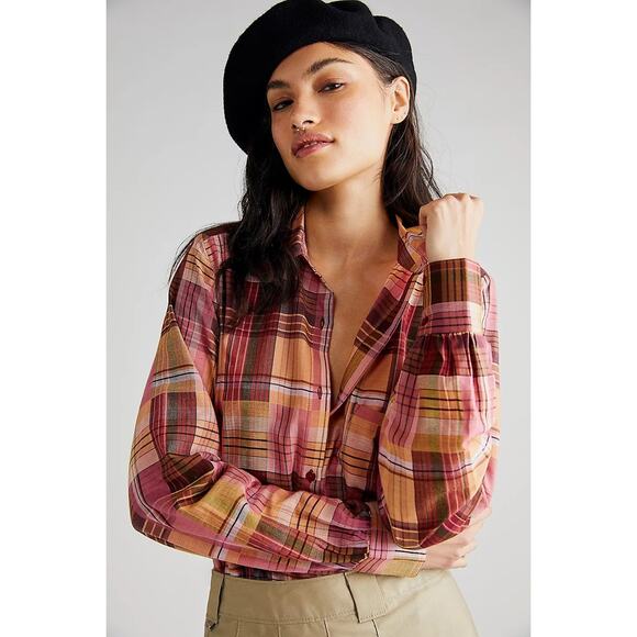 New Free People MES DEMOISELLES Kuri Button Shirt $220 US 2 (34) Long Sleeve - Picture 2 of 3